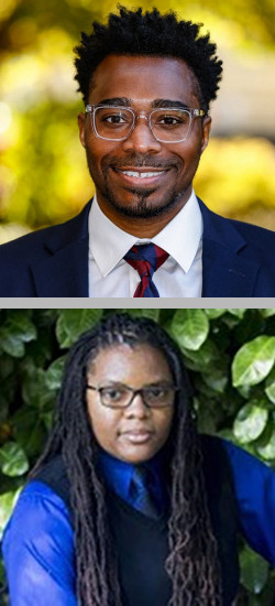 Headshots of Rashawn Ray and Alyasah A. Sewell. Ray wears a suit and tie, and Sewell wears a blue dress shirt and vest.